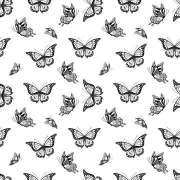 Seamless background with butterflyes Stock Illustration