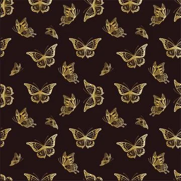 Seamless background with butterflyes Stock Illustration