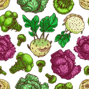 Seamless background of cabbages Stock-Illustration