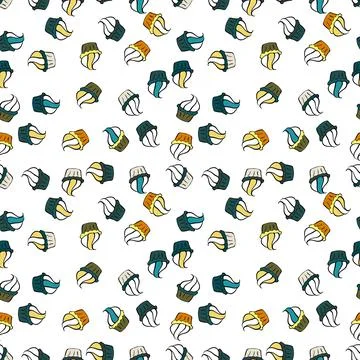 Seamless background cakes. Vector illustration. Cute birthday background on whit Stock Illustration