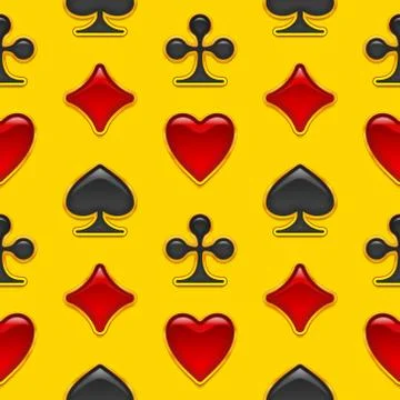 Seamless background with card suits buttons Stock Illustration