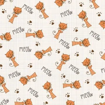 Seamless background with cats Stock Illustration