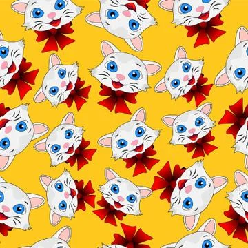 Seamless background with cats Stock Illustration