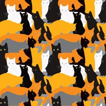 Seamless background with cats Stock Illustration