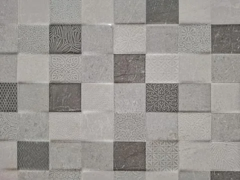 Seamless background of ceramic patchwork tiles with geometric and floral pa.. 写真素材