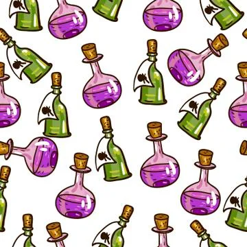 Seamless background with chemical flasks Stock Illustration