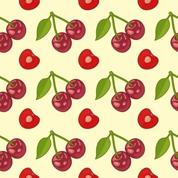 Seamless background with cherries Stock Illustration