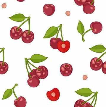 Seamless background with cherries Stock Illustration