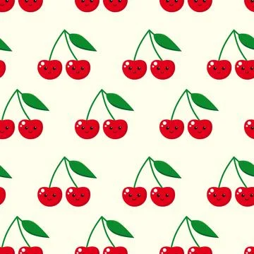 Seamless background with cherries Stock Illustration