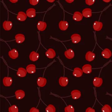 Seamless background with cherry berries Stock Illustration