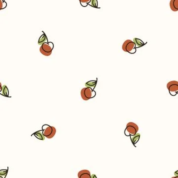 Seamless background cherry fruit. Gender neutral kid food pattern. Simple Stock Illustration