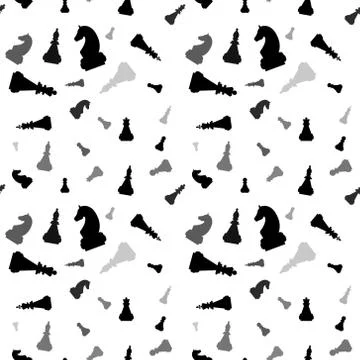 Seamless background with chess pieces in different shades of gray and black. Stock Illustration