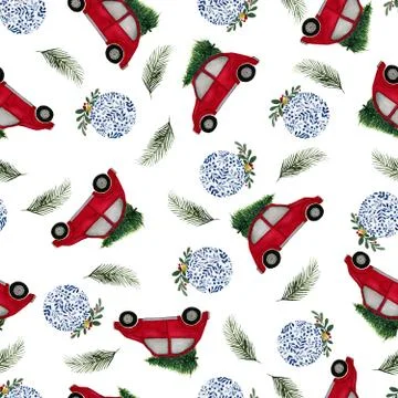 Seamless background with Christmas decorations Stock Illustration
