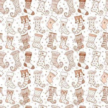 Seamless background with christmas gift socks in vintage style. Can be used f Stock Illustration