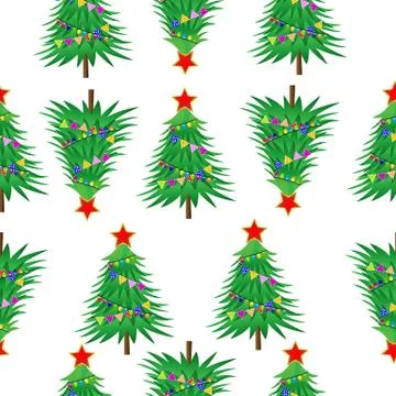 Seamless background with christmas trees Stock Illustration