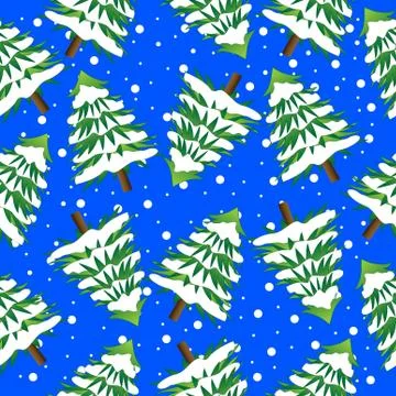 Seamless background with christmas trees Stock Illustration