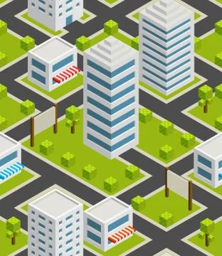 Seamless background city. Isometric Stock Illustration