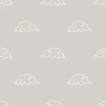 Seamless background cloud gender neutral baby pattern. Simple whimsical minimal Stock Illustration