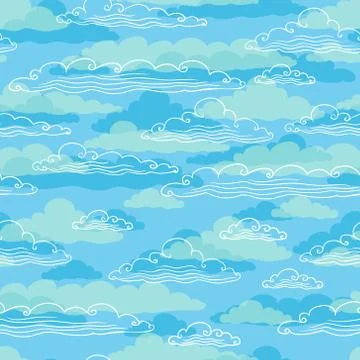 Seamless background with clouds - vector illustration Stock Illustration