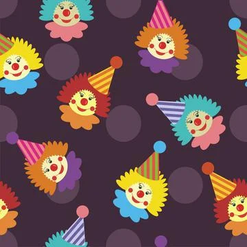 Seamless background with clowns Stock Illustration