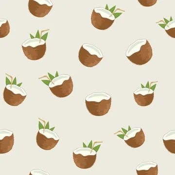 Seamless Background with Coconut Stock Illustration