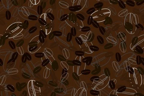 Seamless background with coffee beans. Vector illustration. Illustrazione stock