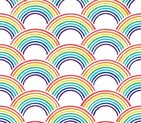 Seamless background with colored rainbows Stock Illustration