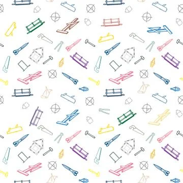 Seamless background from construction tools. Illustrazione stock