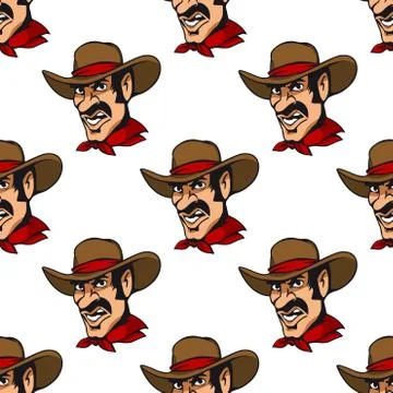 Seamless background with cowboy in hat Stock Illustration