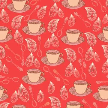 Seamless background with cups Stock Illustration