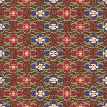 Seamless background curve cross vine red blue flower Stock Illustration