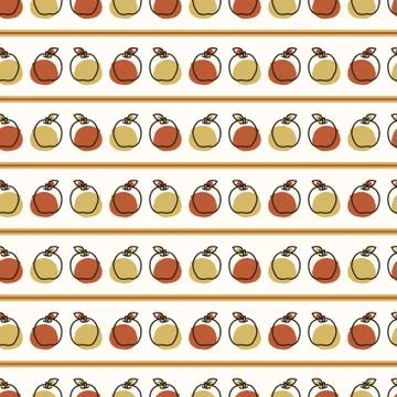 Seamless background cute apple stripe. Gender neutral kid food pattern. Simple Stock Illustration