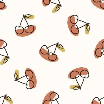 Seamless background cute cherry. Gender neutral kid food pattern. Simple Illustrazione stock