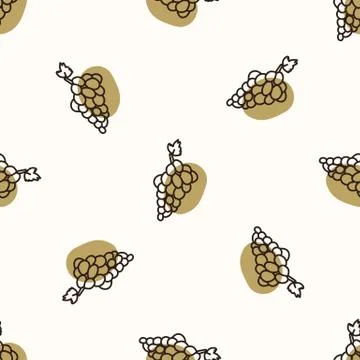 Seamless background cute grape fruit. Gender neutral kid food pattern. Simple Illustrazione stock
