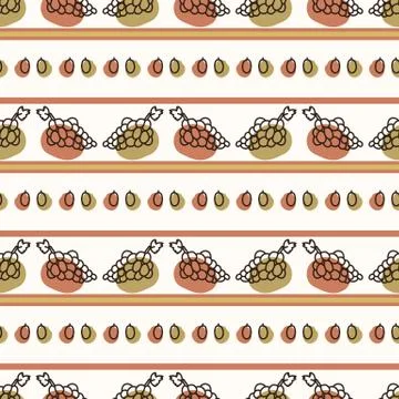 Seamless background cute grape stripe. Gender neutral kid food pattern. Simple Illustrazione stock