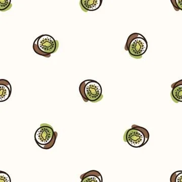 Seamless background cute kiwi slice. Gender neutral kid food pattern. Simple Stock Illustration