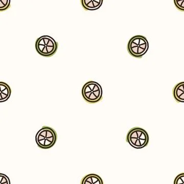 Seamless background cute lemon and lime slice. Gender neutral kid food pattern Stock Illustration