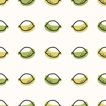 Seamless background cute lemon and lime. Gender neutral kid food pattern. Simple Stock Illustration