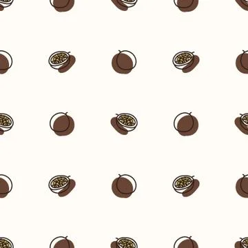 Seamless background cute passion fruit. Gender neutral kid food pattern. Simple 스톡 일러스트