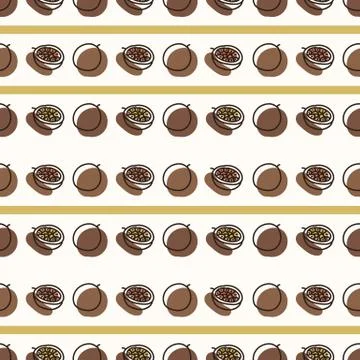 Seamless background cute passion fruit stripe. Gender neutral kid food pattern 스톡 일러스트