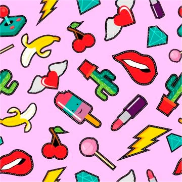 Seamless background with cute pop decoration Stock Illustration