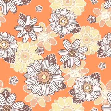 Seamless background with daisy flowers Stock Illustration