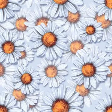 Seamless background with daisy flowers Stock Illustration