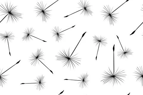Seamless background. Dandelion fluff flies away from the wind. Stock Illustration