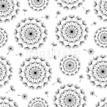 Seamless background with dandelion fluff Stock Illustration