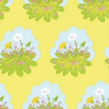 Seamless background, dandelions flowers Stock Illustration