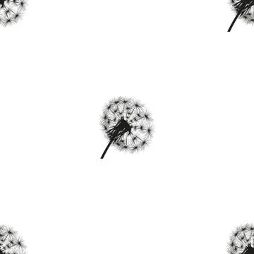 Seamless background, dandelions silhouettes Stock Illustration
