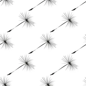 Seamless background, dandelions silhouettes Stock Illustration