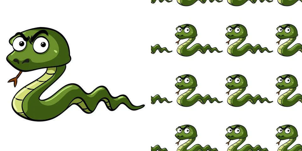 Seamless background design with angry snake Stock Illustration