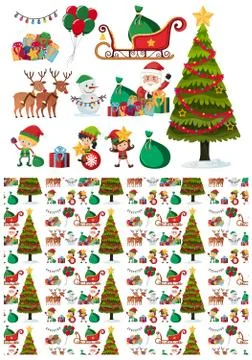 Seamless background design with christmas elements Illustrazione stock